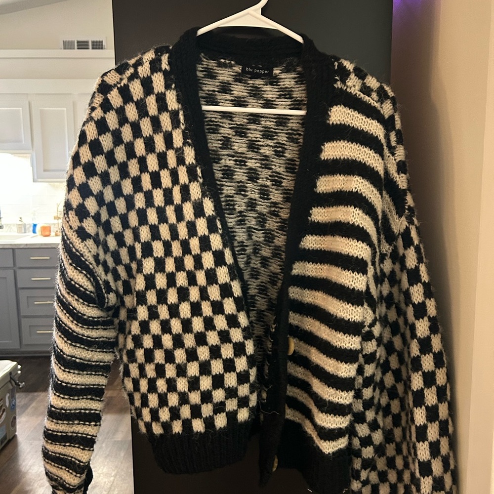 Black and White Checkered Sweater